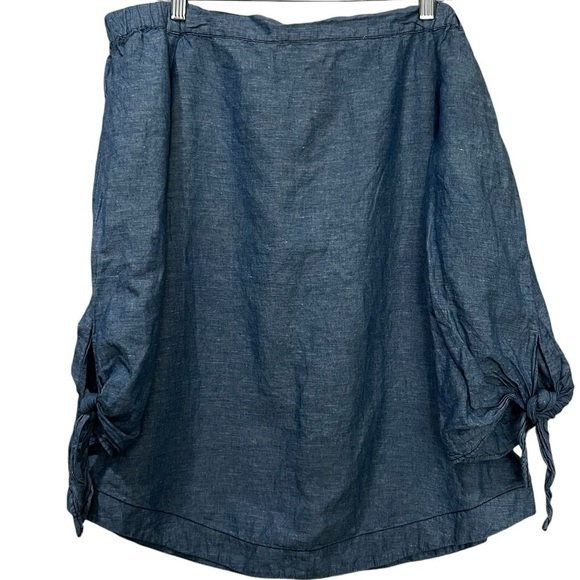 Free People Medium Show Some Shoulder Chambray Off the Shoulder Blouse Top Y9 - Picture 3 of 8